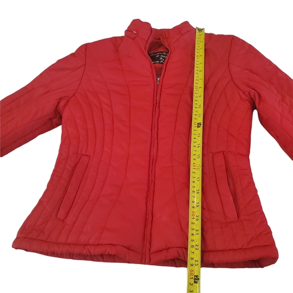 Puffer Quilted Winter Womens Jacket By George Palomares Red Size Small - Picture 4 of 8
